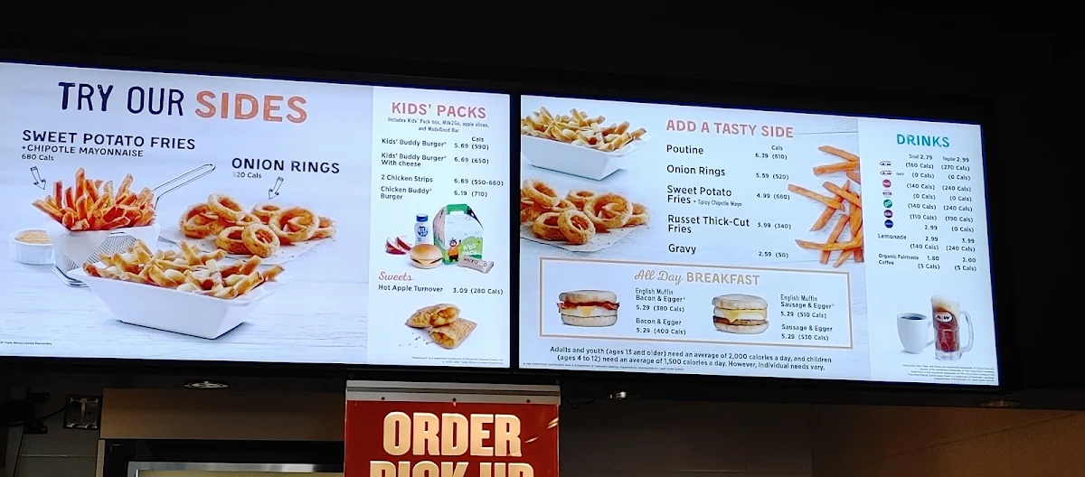 Menu, A&W Canada