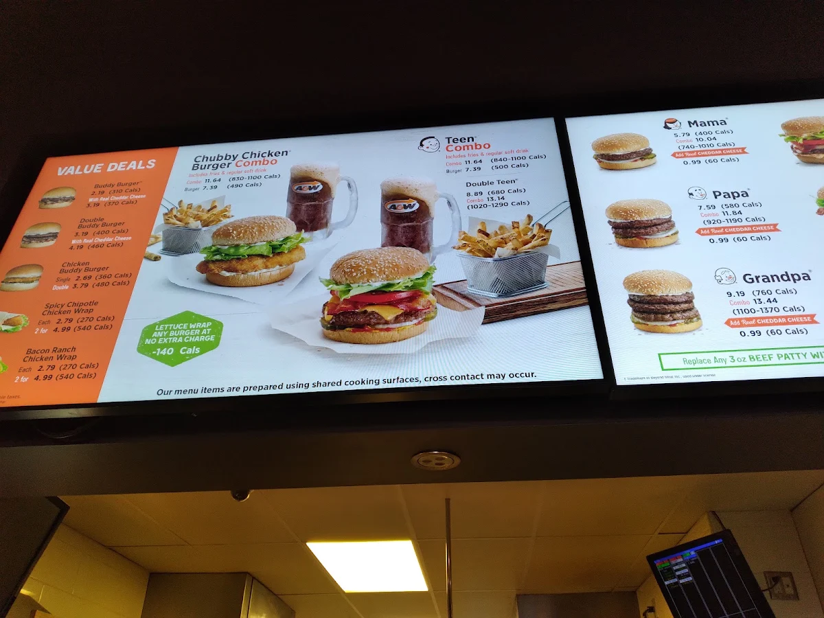 Menu, A&W Canada