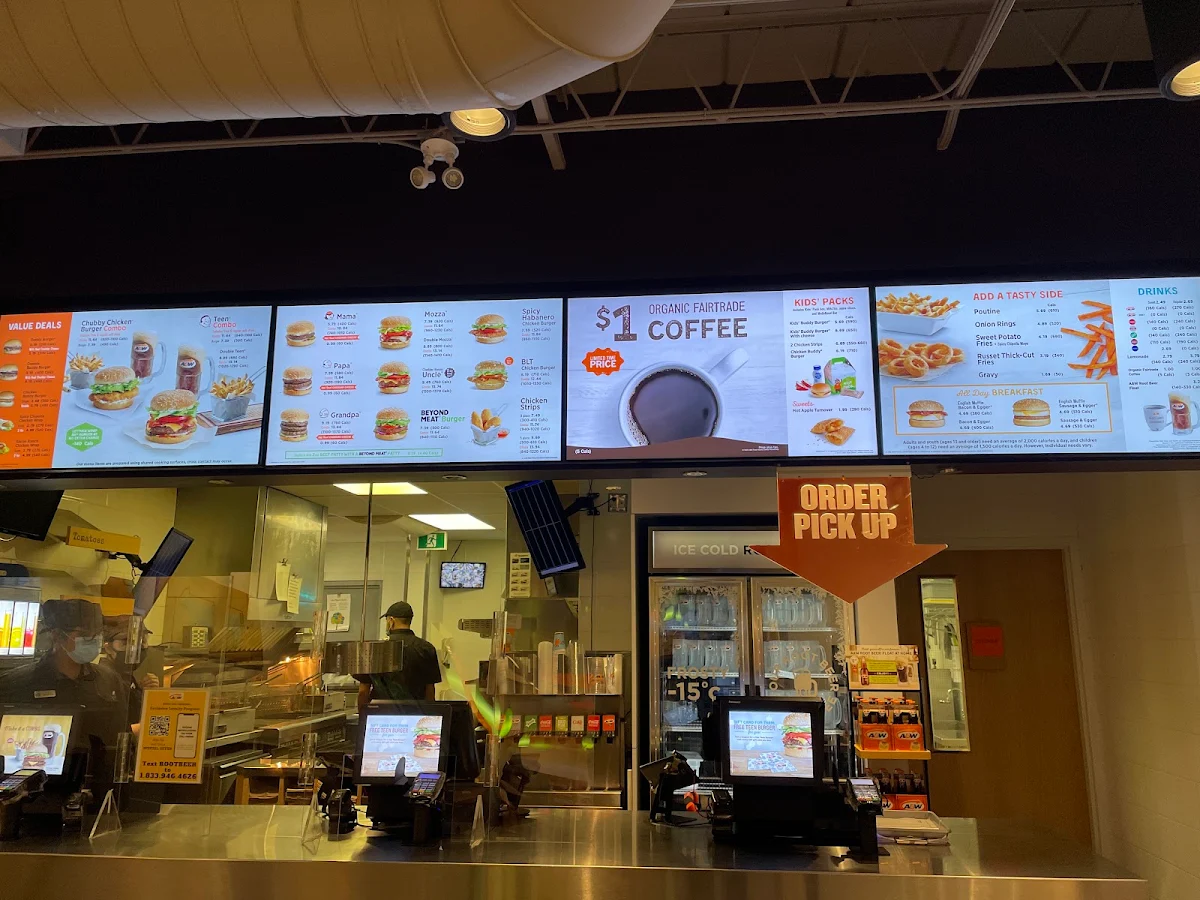 Menu, A&W Canada