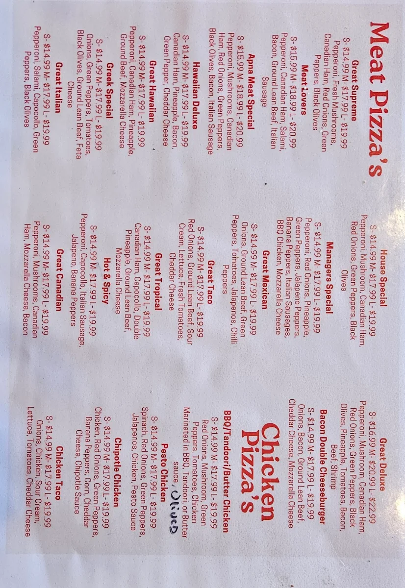 Menu, PIZZA BOXX
