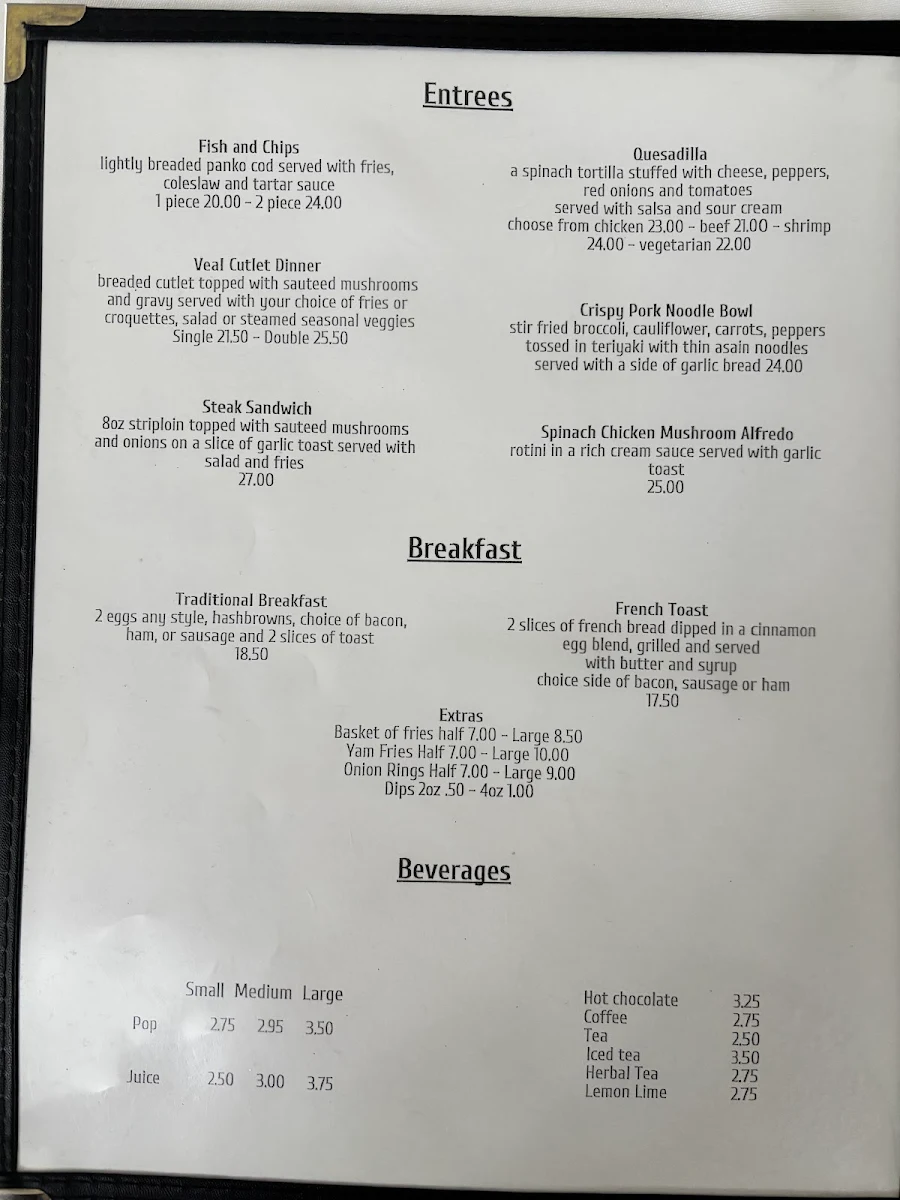 Menu, Eagle’s Nest Restaurant @ Alberni Golf Club