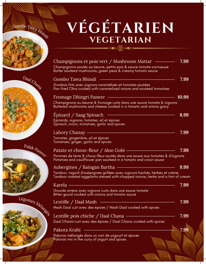 Menu, Dera Restaurant