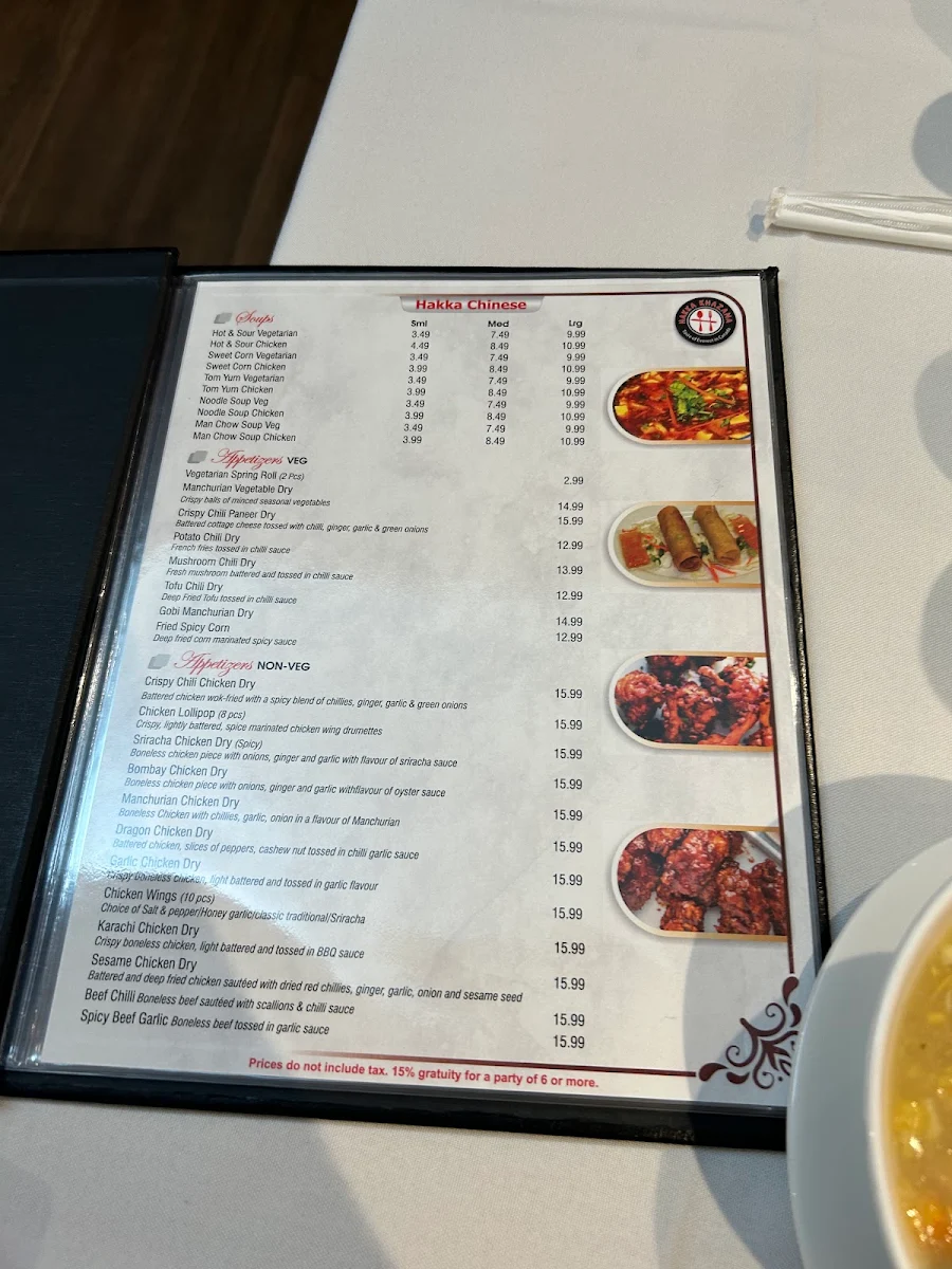 Menu, Hakka Khazana Restaurant London