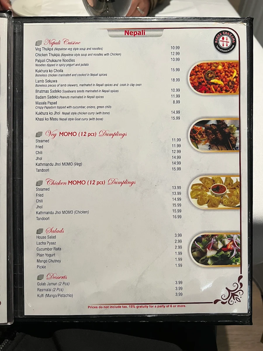Menu, Hakka Khazana Restaurant London