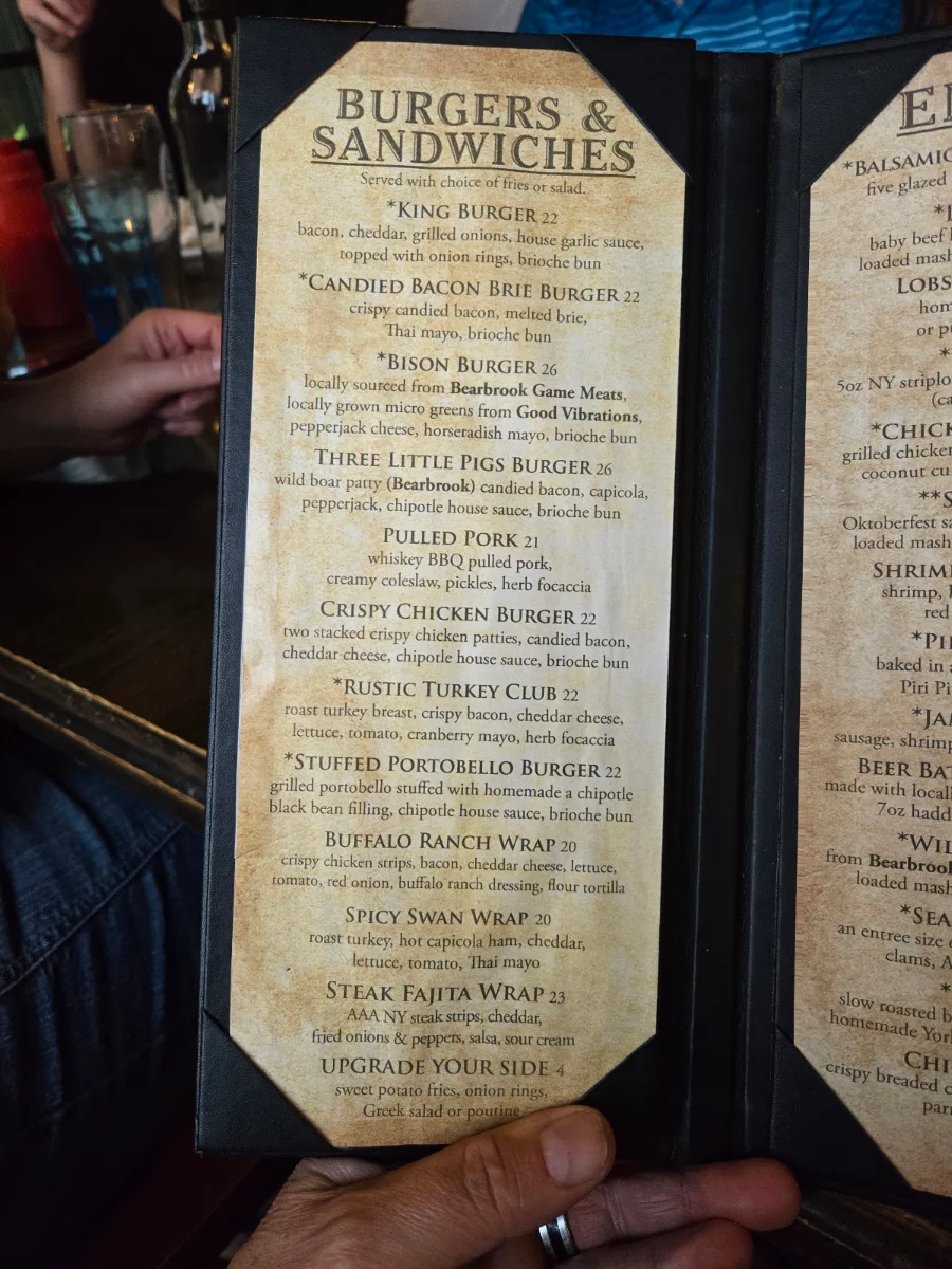Menu, Swan on the Rideau