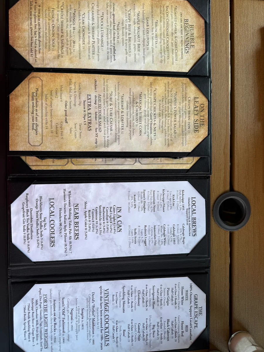 Menu, Swan on the Rideau