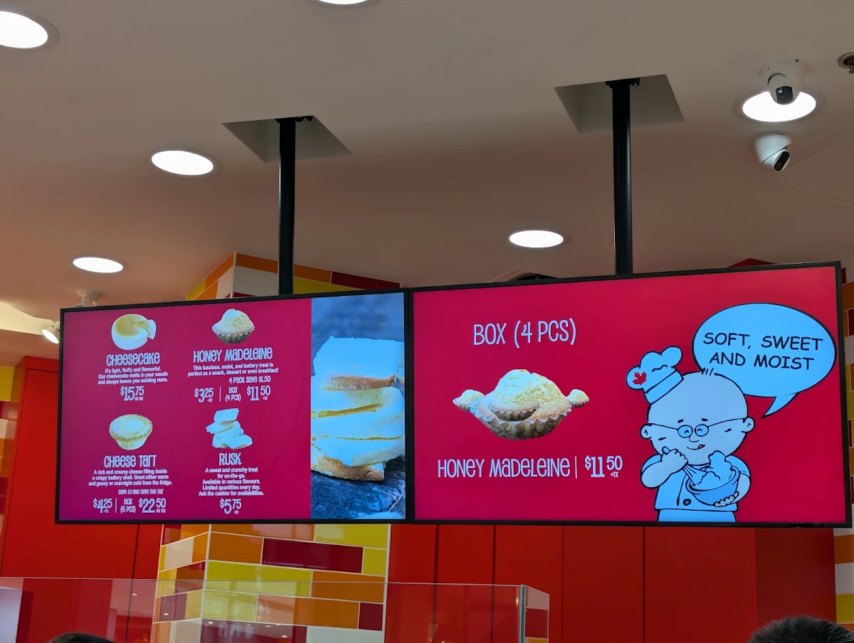 Menu, Uncle Tetsu's Japanese Cheesecake, Halifax Shopping Centre