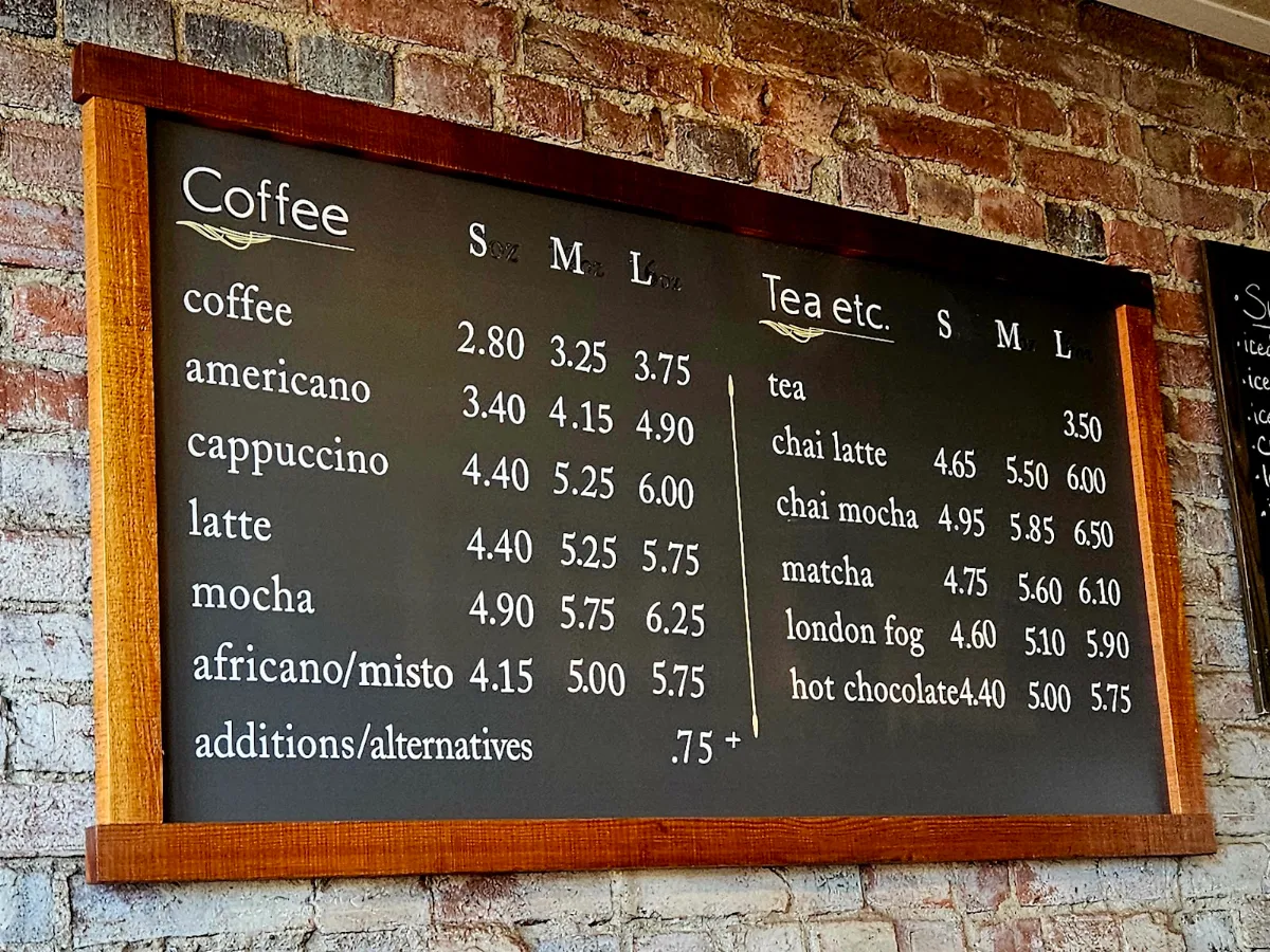 Menu, Bean Around The World Victoria