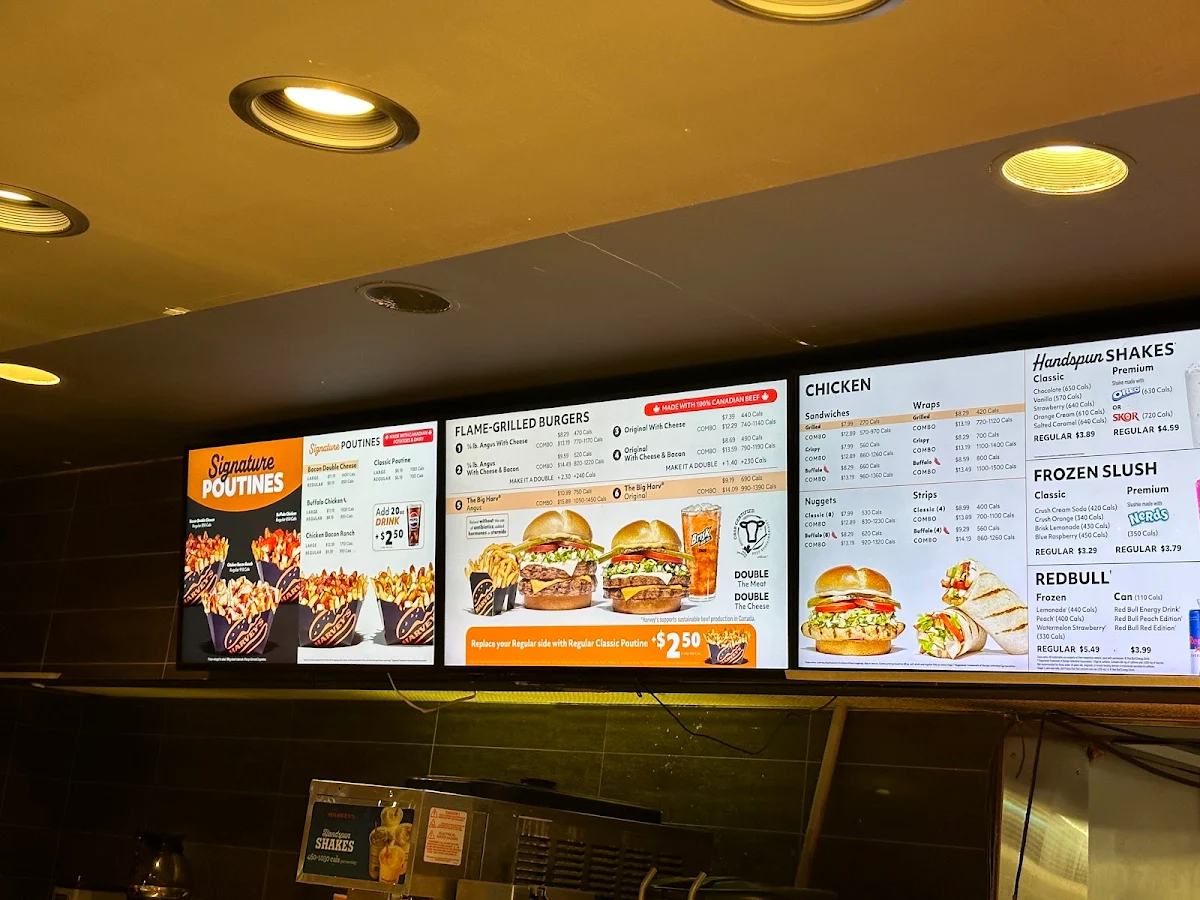 Menu, Harvey's
