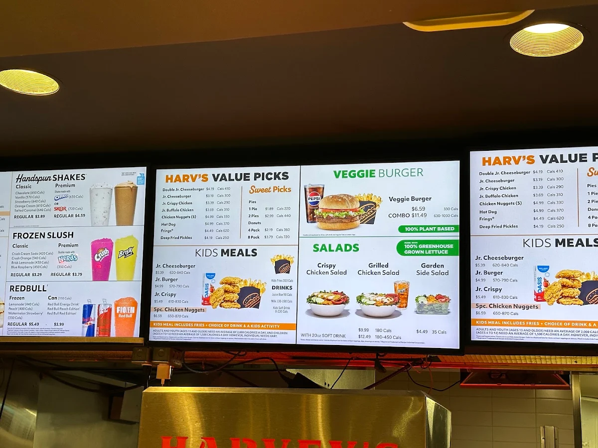 Menu, Harvey's