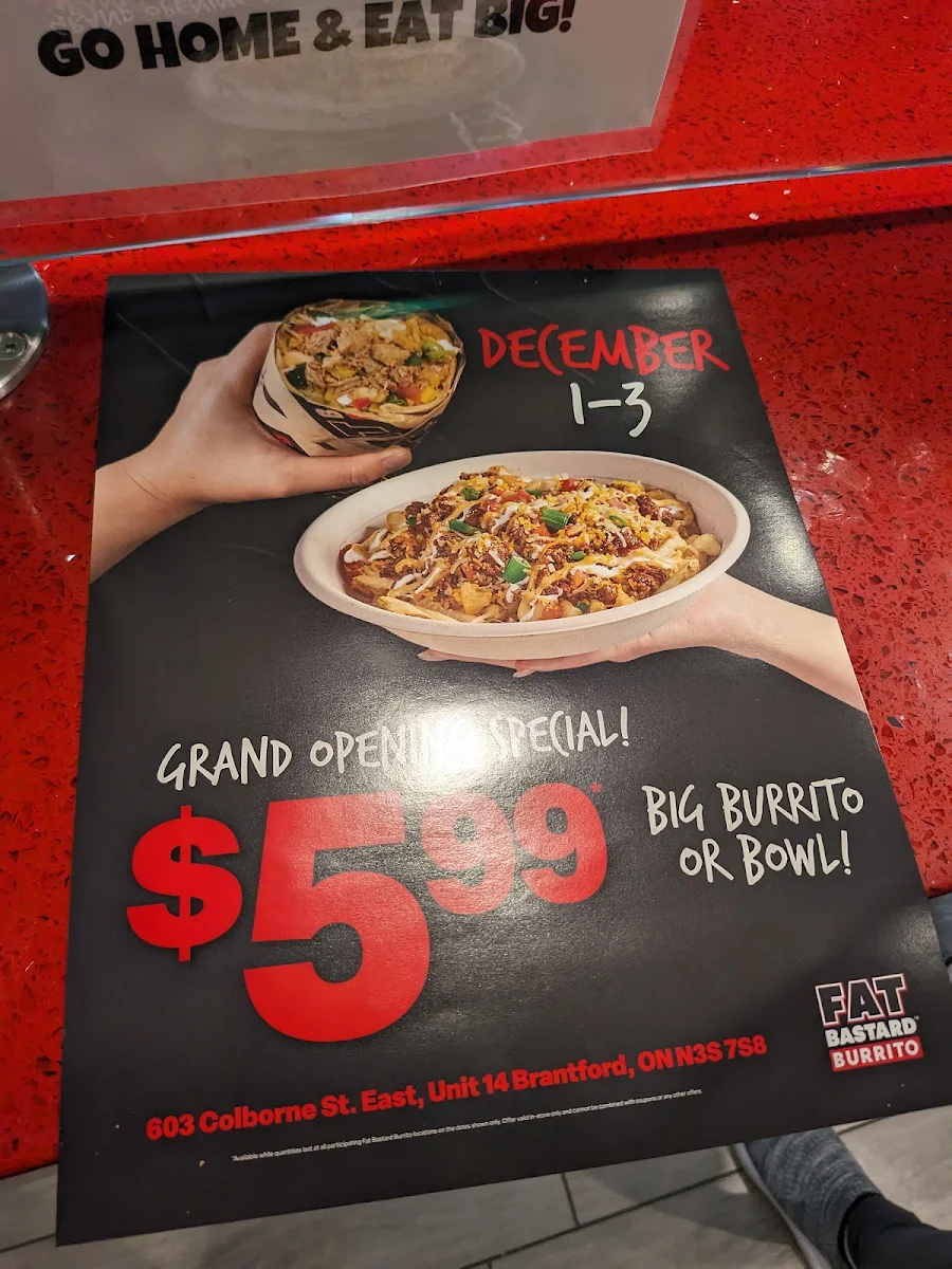 Menu, Fat Bastard Burrito