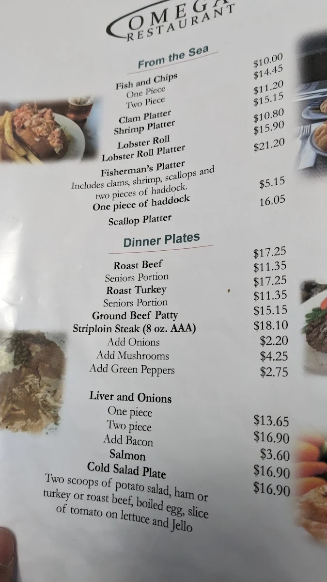 Menu, Omega Restaurant Ltd