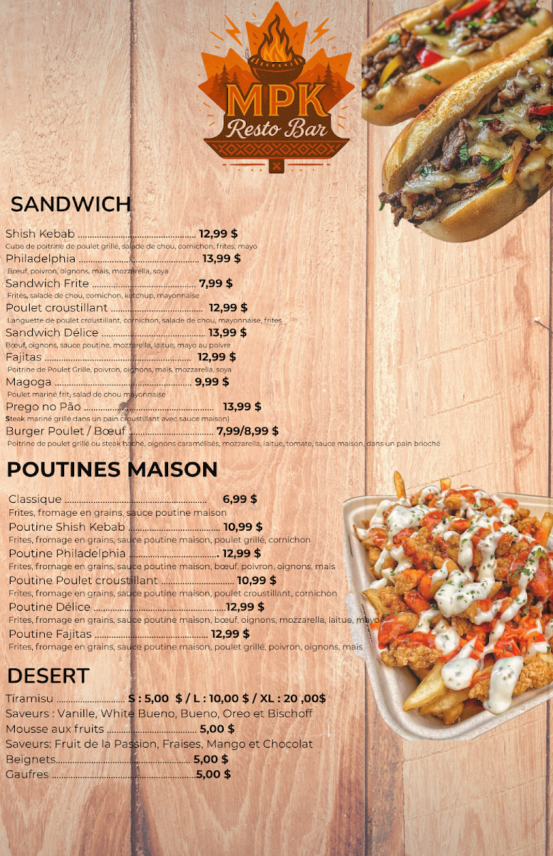 Menu, Restaurant MPK Inc