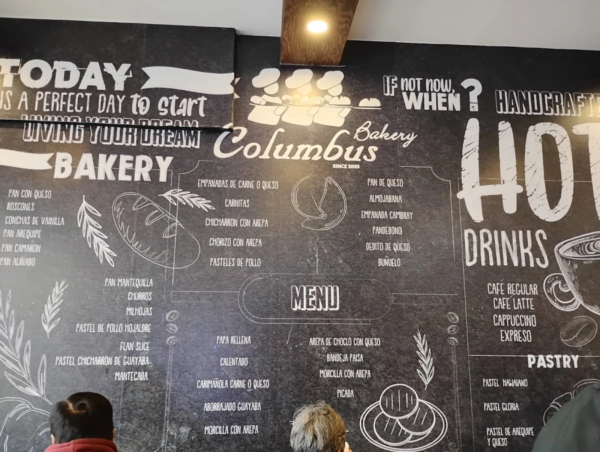 Menu, Columbus Bakery