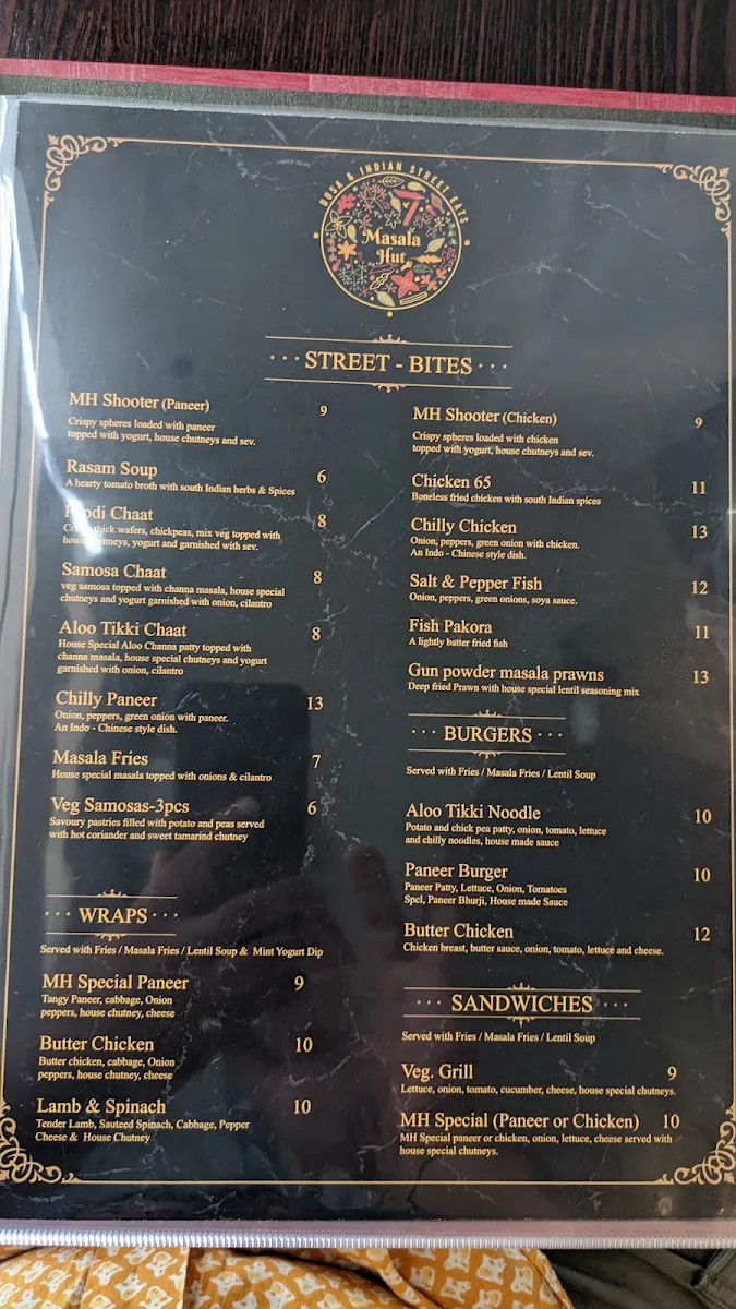 Menu, Masala Hut [Dosa & Indian street eats]