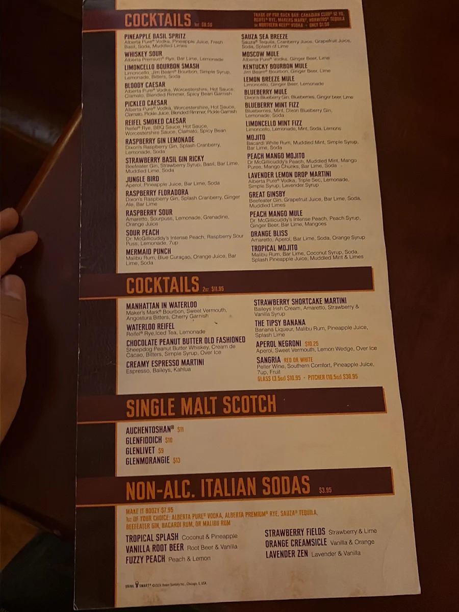 Menu, Huether Hotel