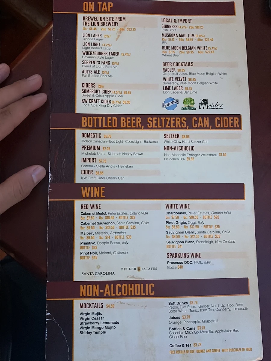 Menu, Huether Hotel