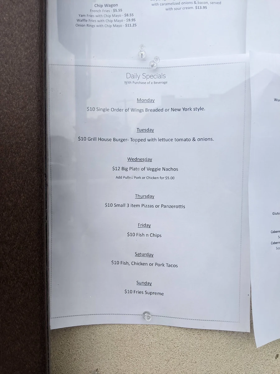 Menu, Huether Hotel