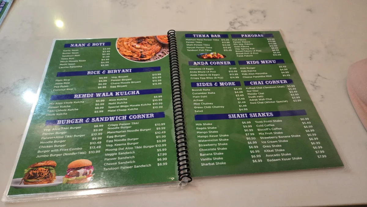 Menu, The ChaatBar and Parontha Place
