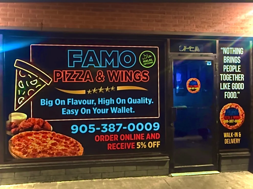 Menu, Famo Pizza and Wings