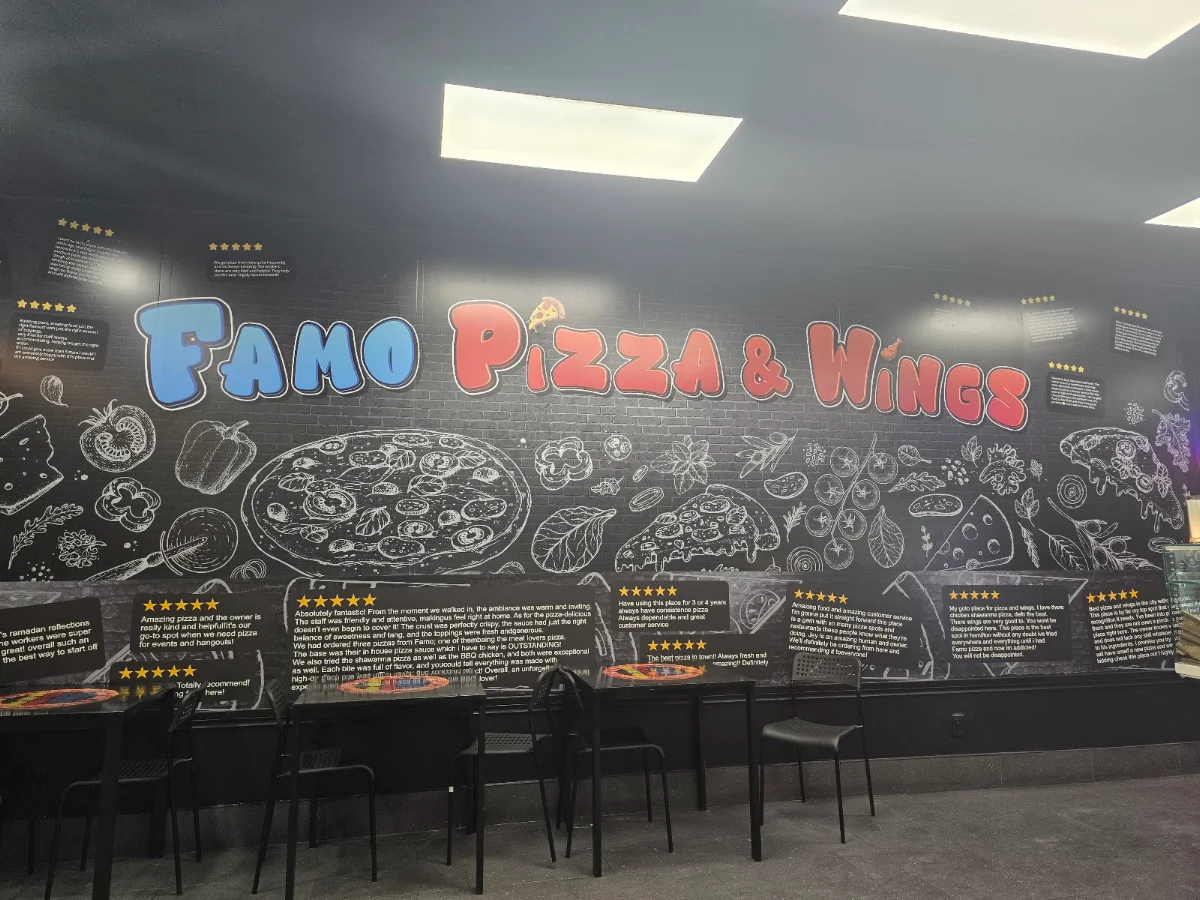 Menu, Famo Pizza and Wings