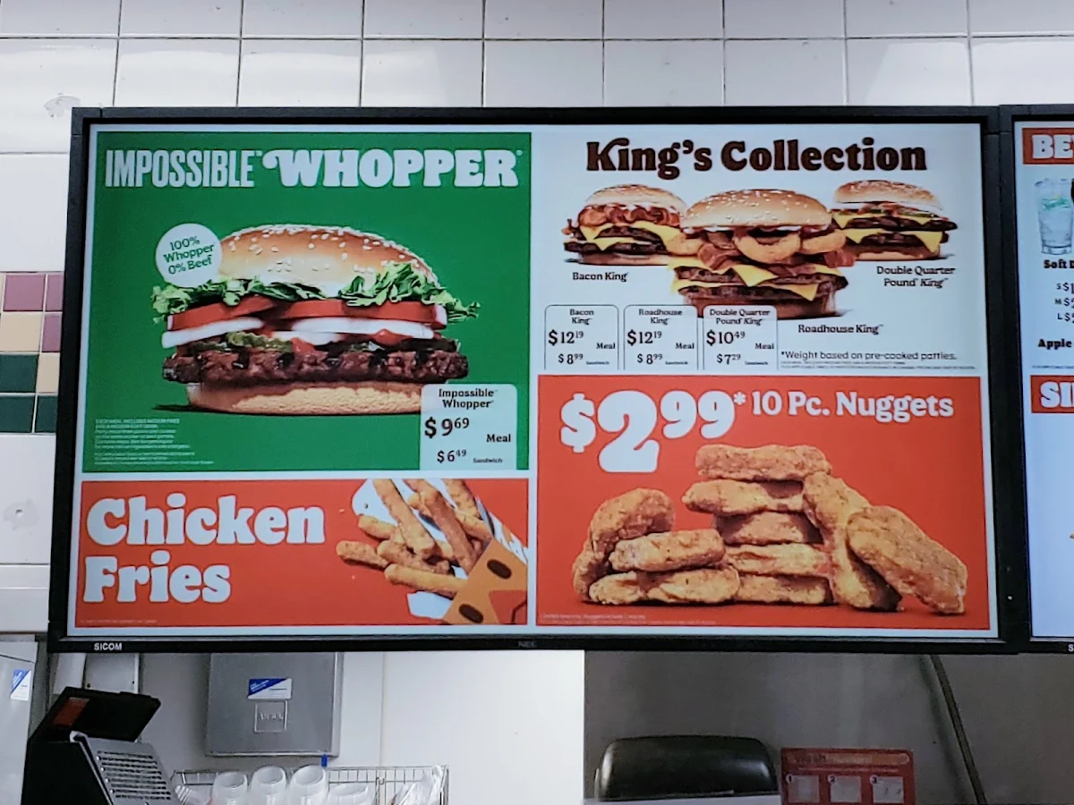 Menu, Burger King