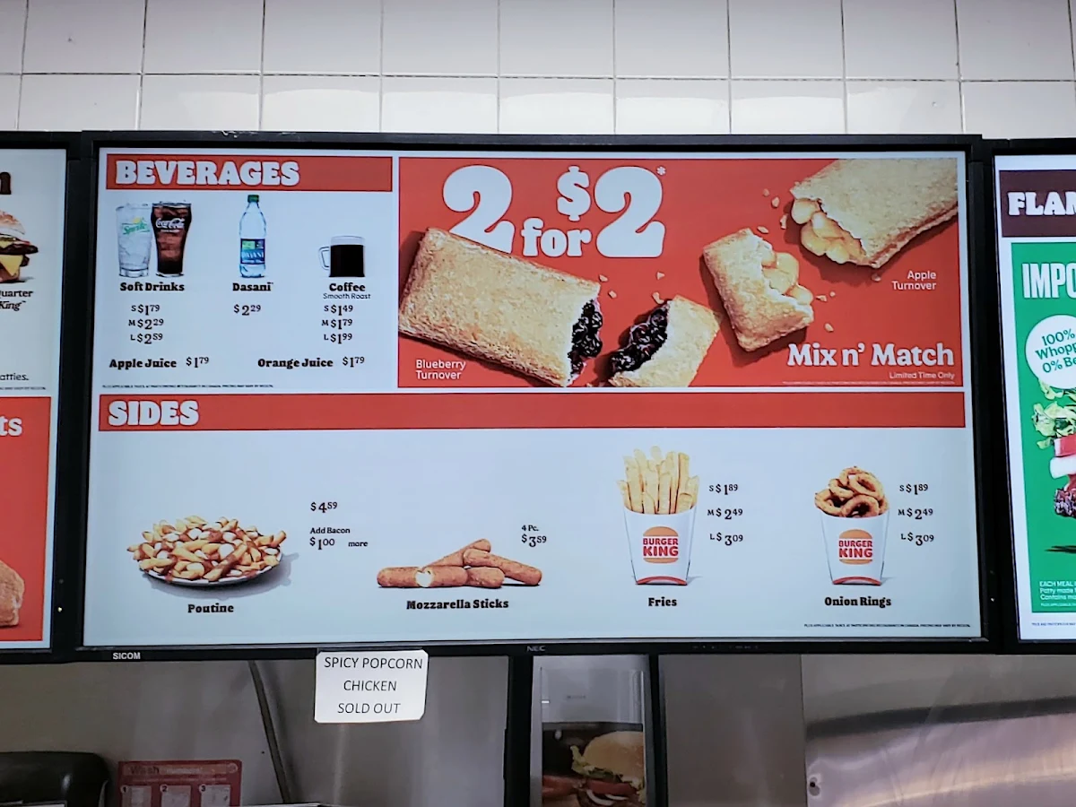 Menu, Burger King