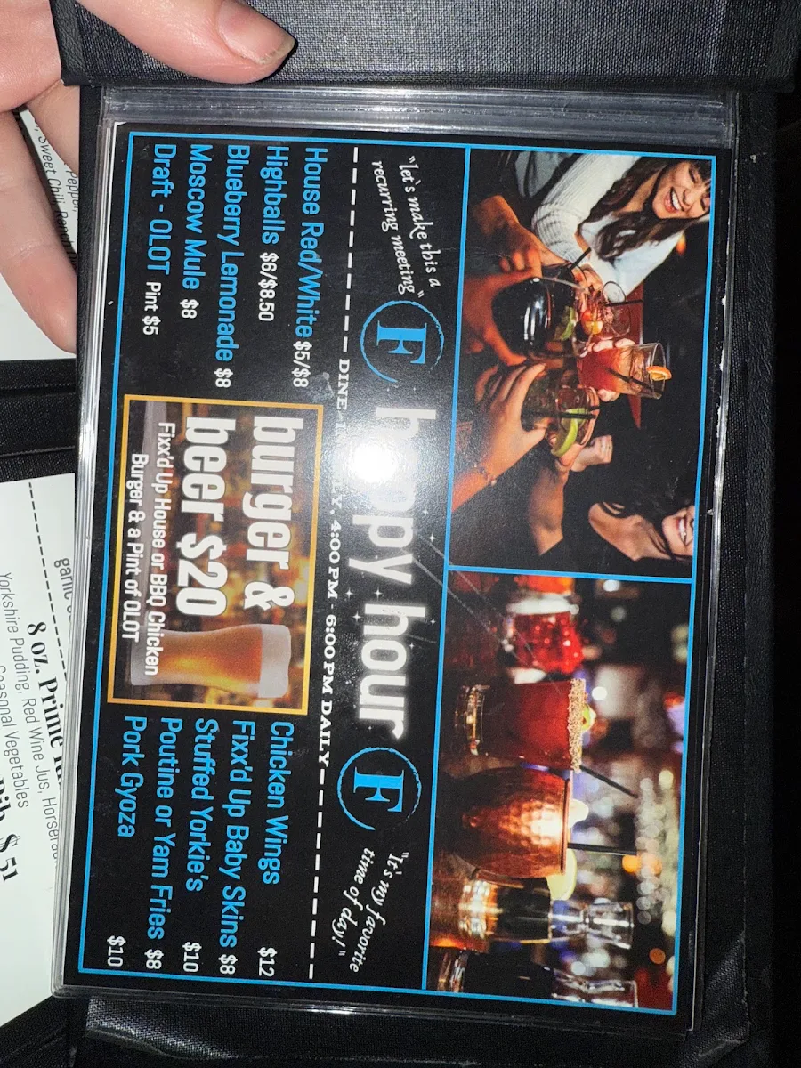 Menu, Fixx Urban Grill