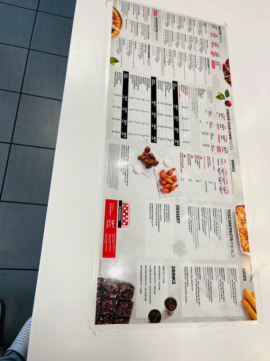 Menu, Pizza Hut