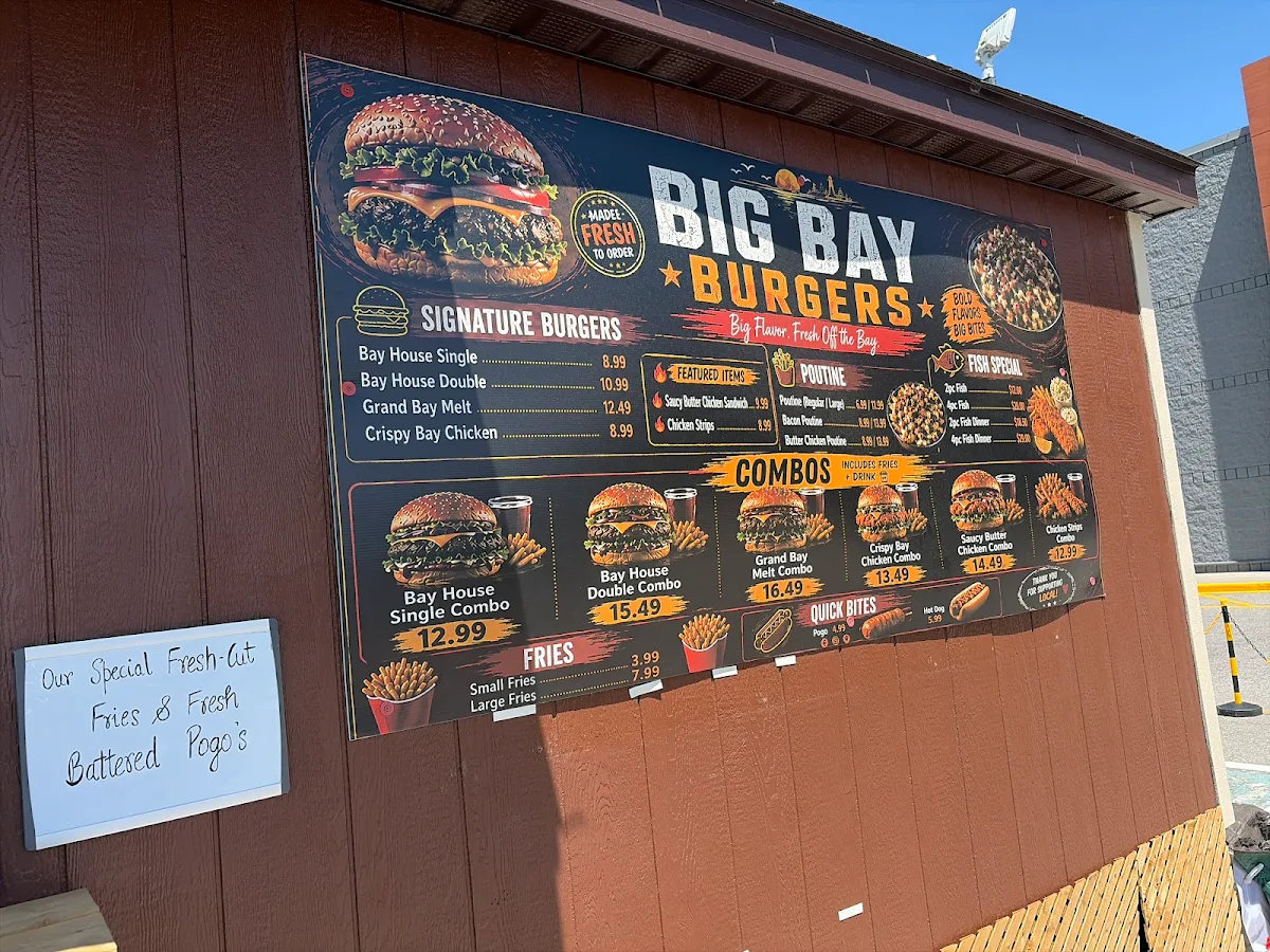Menu, Big Bay burgers