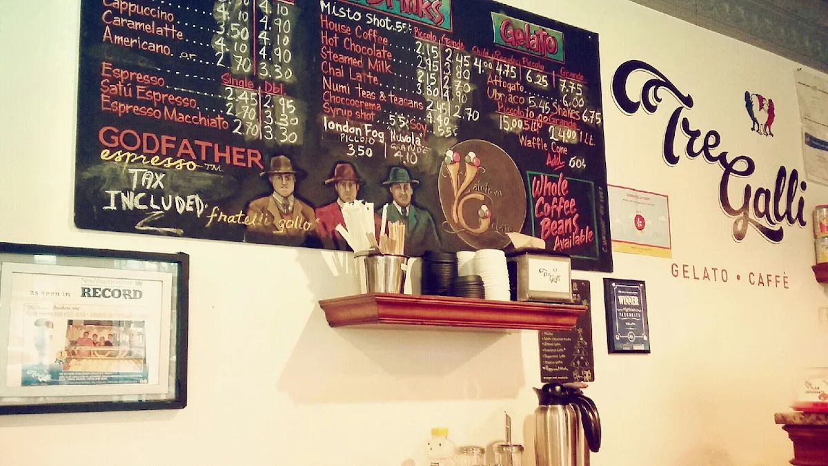 Menu, Tre Galli Gelato Caffè