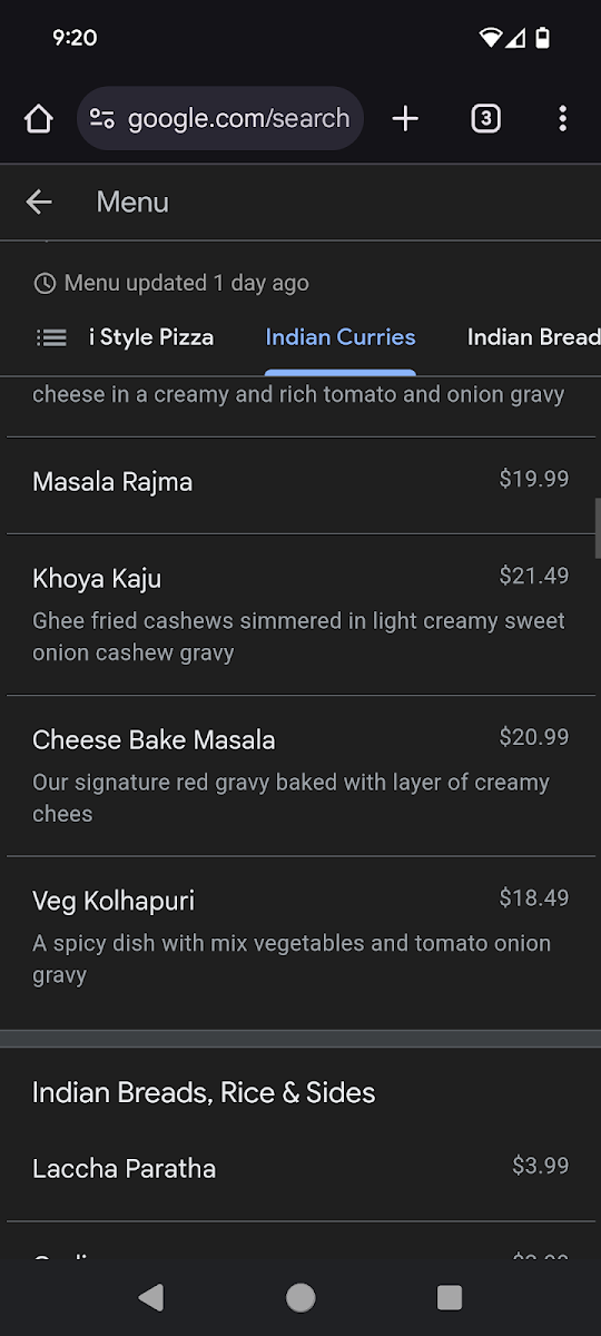 Menu, Choice Indian Restaurant | Best Indian Restaurant in Scarborough | Authentic Indian Restaurant