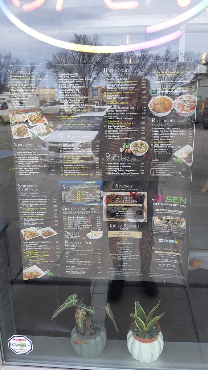 Menu, SEN Vietnamese Kitchen