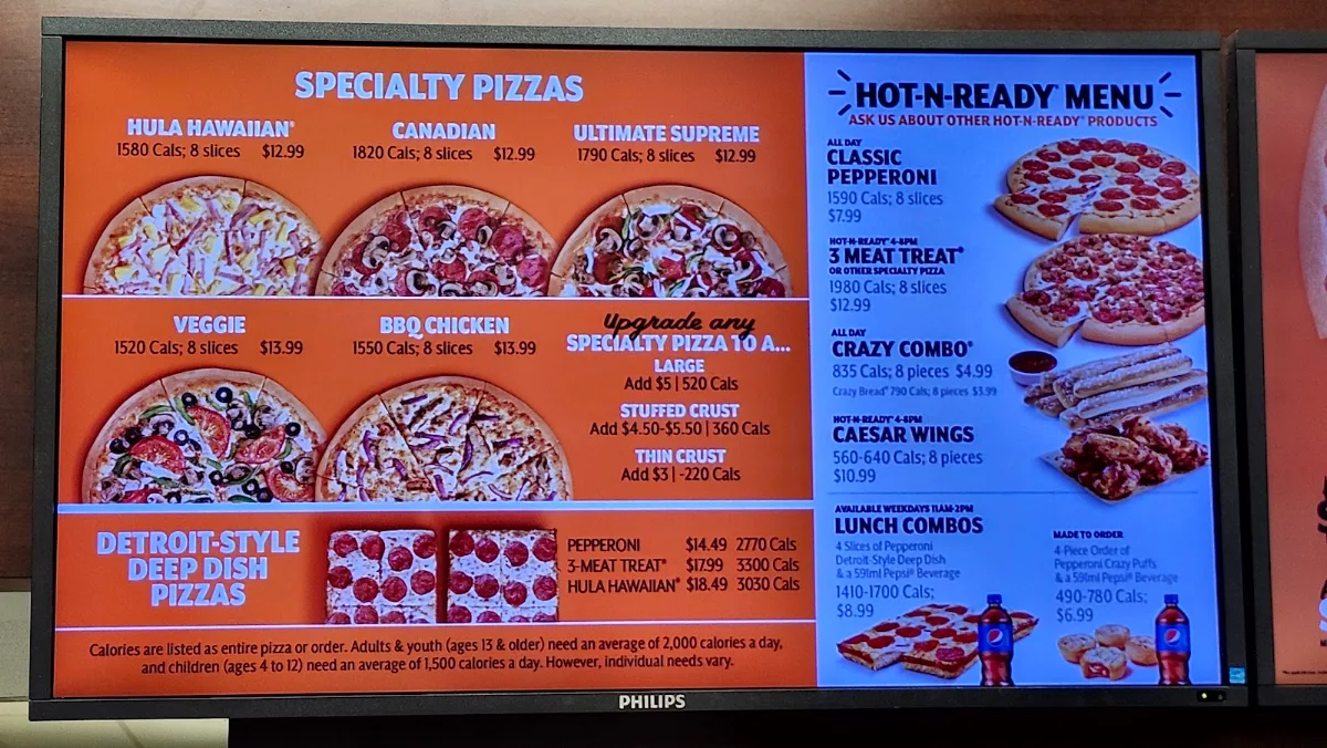 Menu, Little Caesars