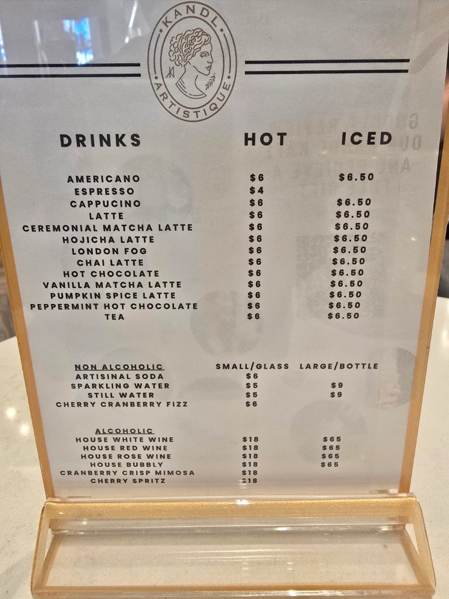 Menu, Kandl Kafé