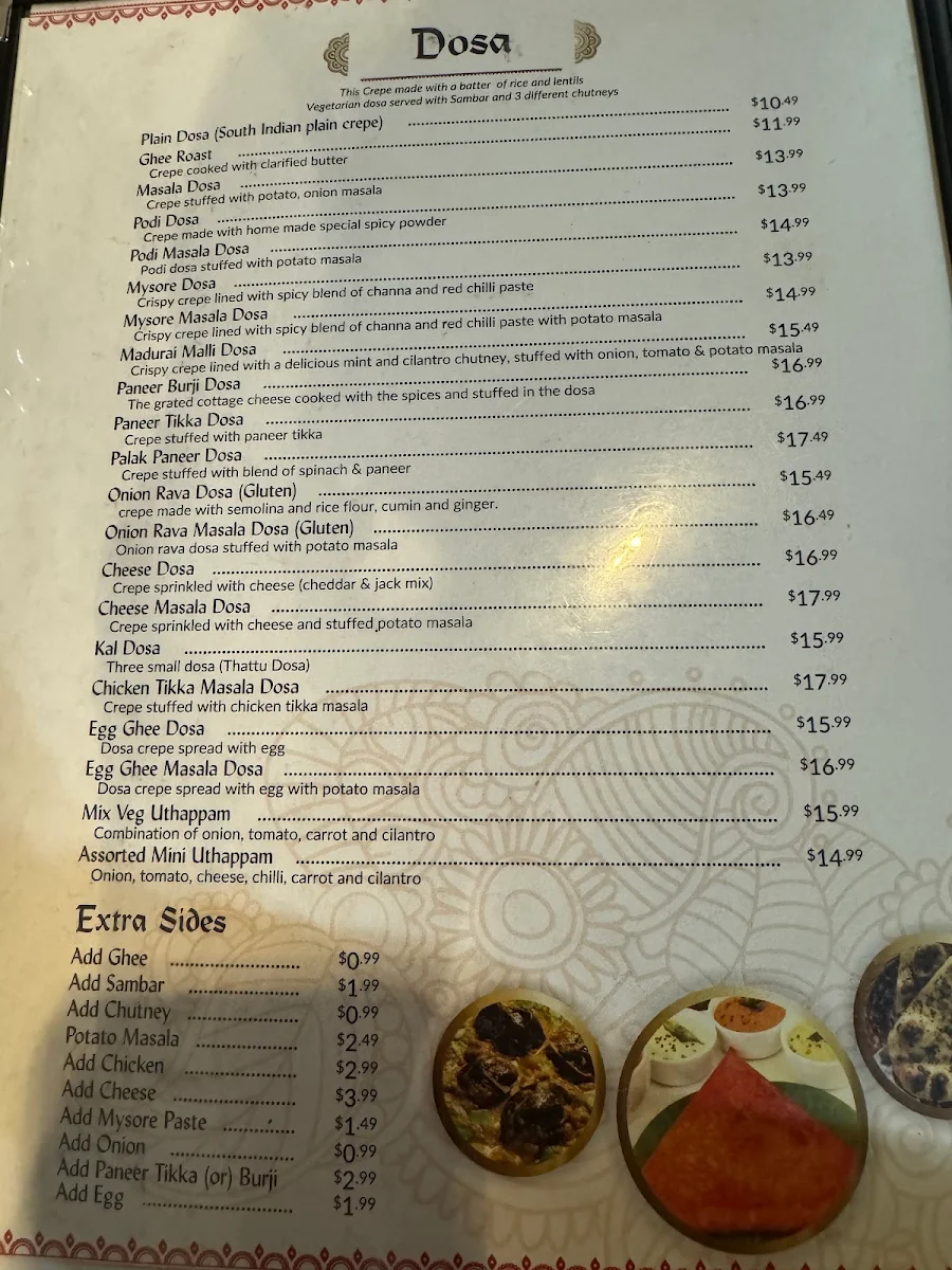 Menu, Aachys Chettinad Dosa And Curry Palace