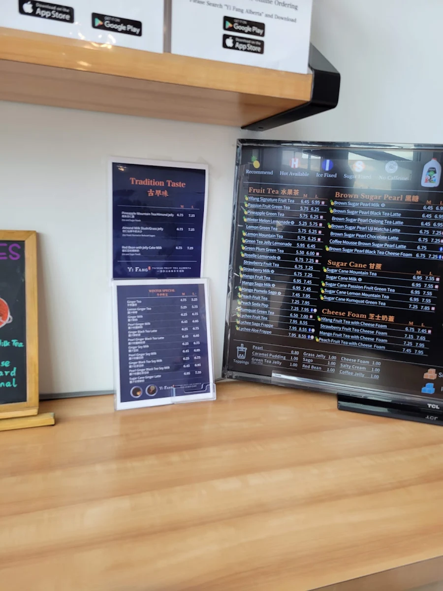 Menu, YiFang Taiwan Fruit Tea