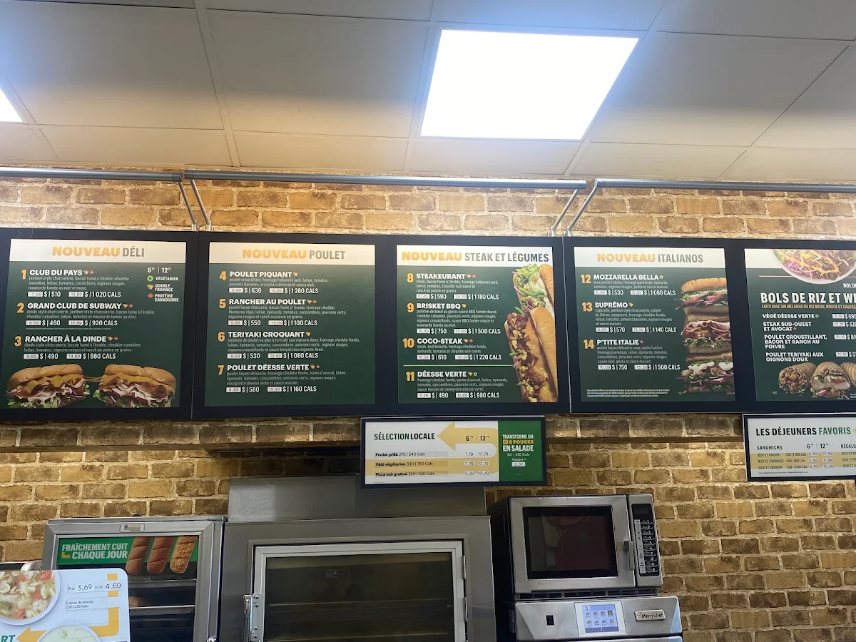 Menu, Subway
