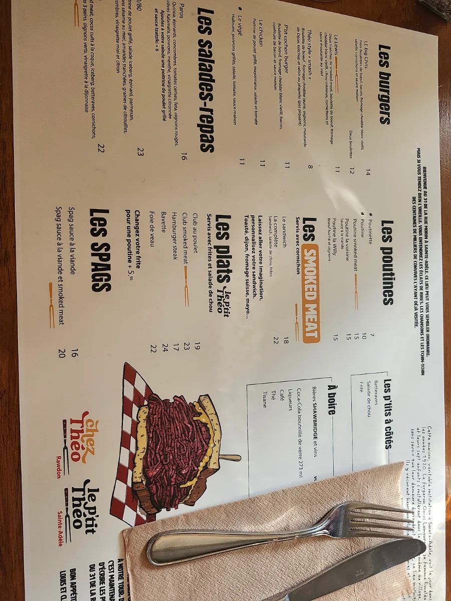 Menu, Le P’tit Théo