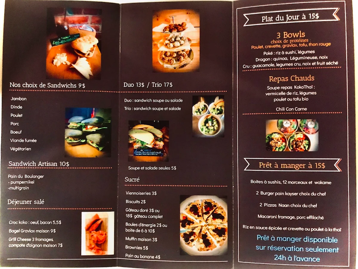 Menu, KoKo Café
