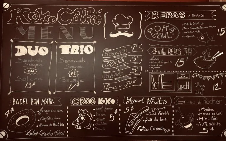 Menu, KoKo Café