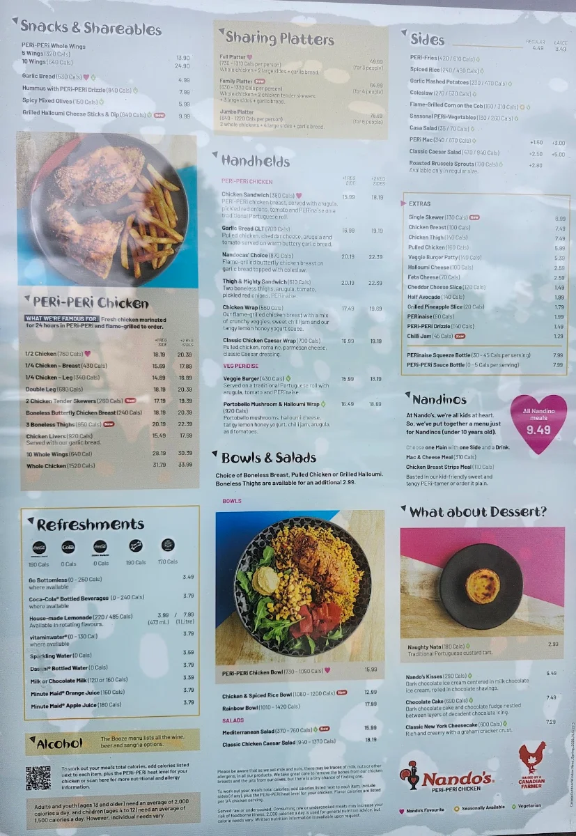 Menu, Nando's PERi-PERi