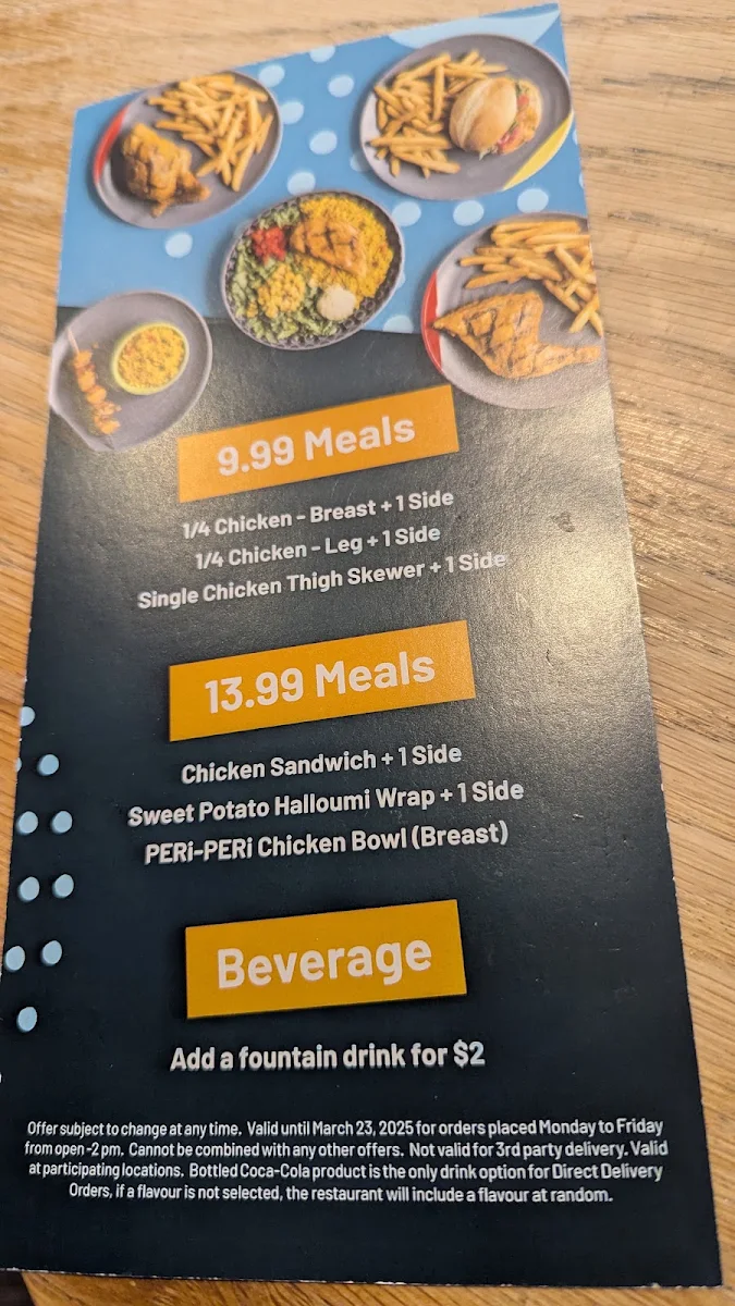 Menu, Nando's PERi-PERi
