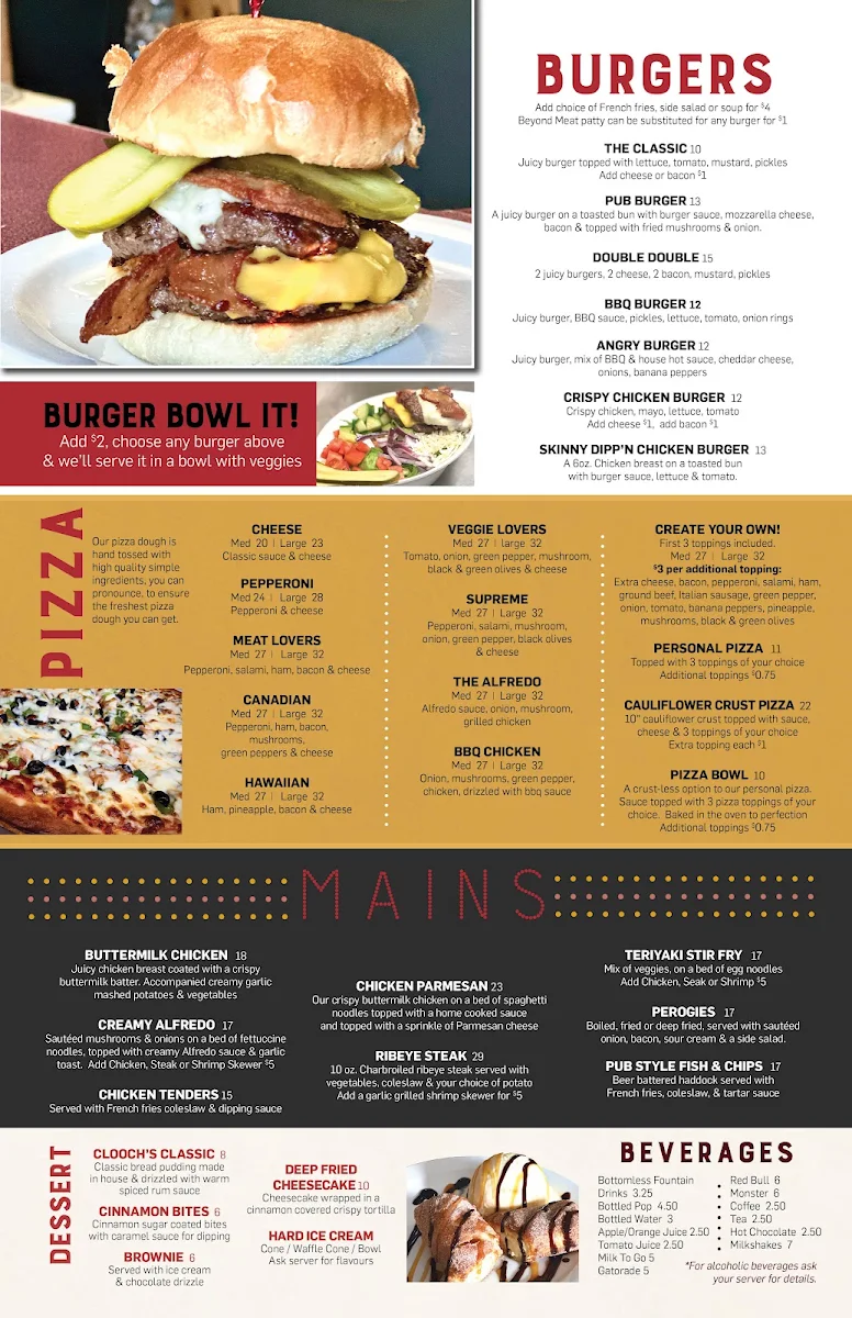 Menu, Clooch’s