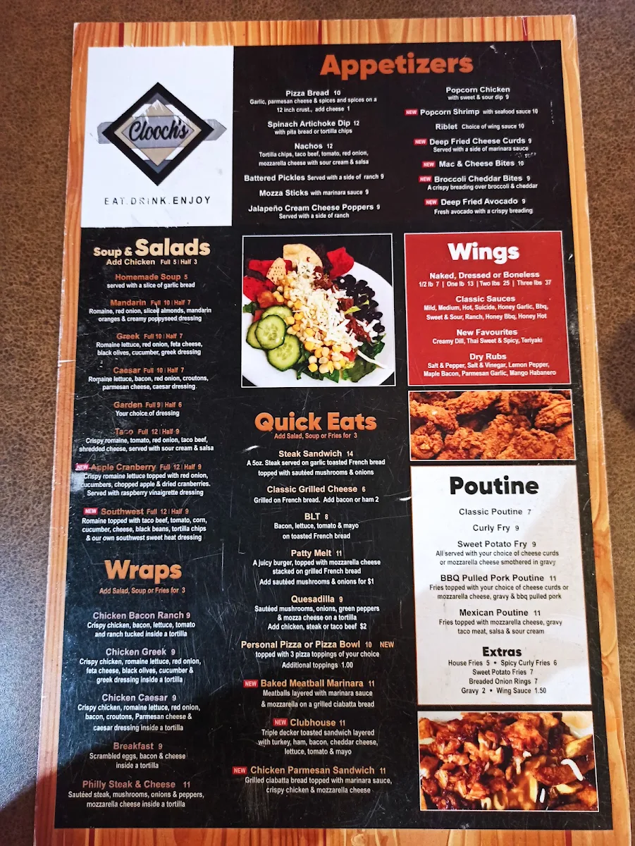 Menu, Clooch’s