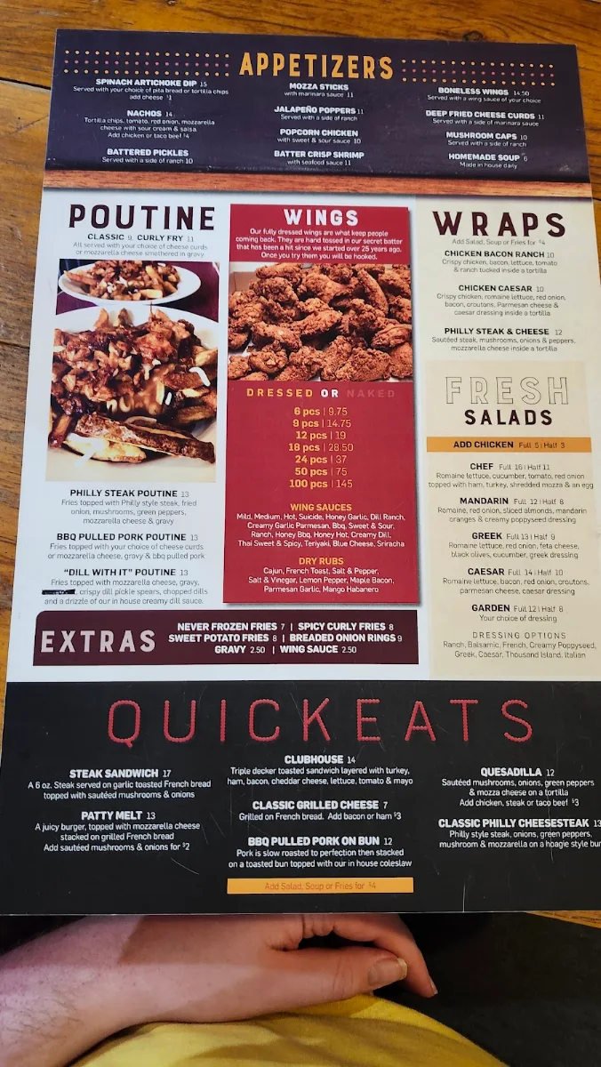 Menu, Clooch’s