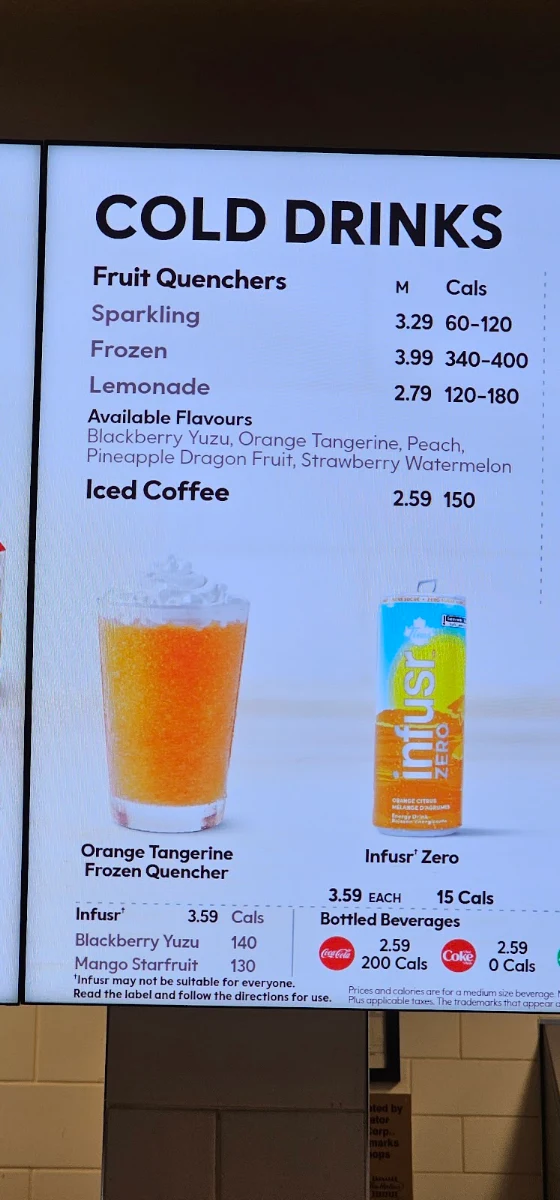 Menu, Tim Hortons