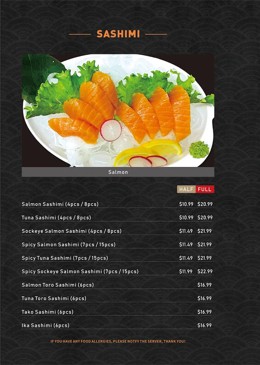 Menu, Moon Sushi on Dunbar (5% Off Website Orders)