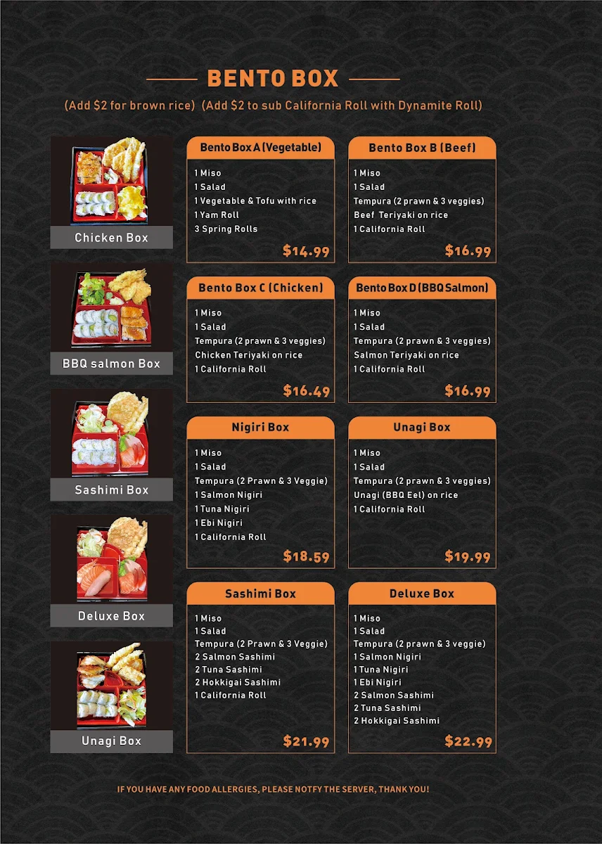 Menu, Moon Sushi on Dunbar (5% Off Website Orders)