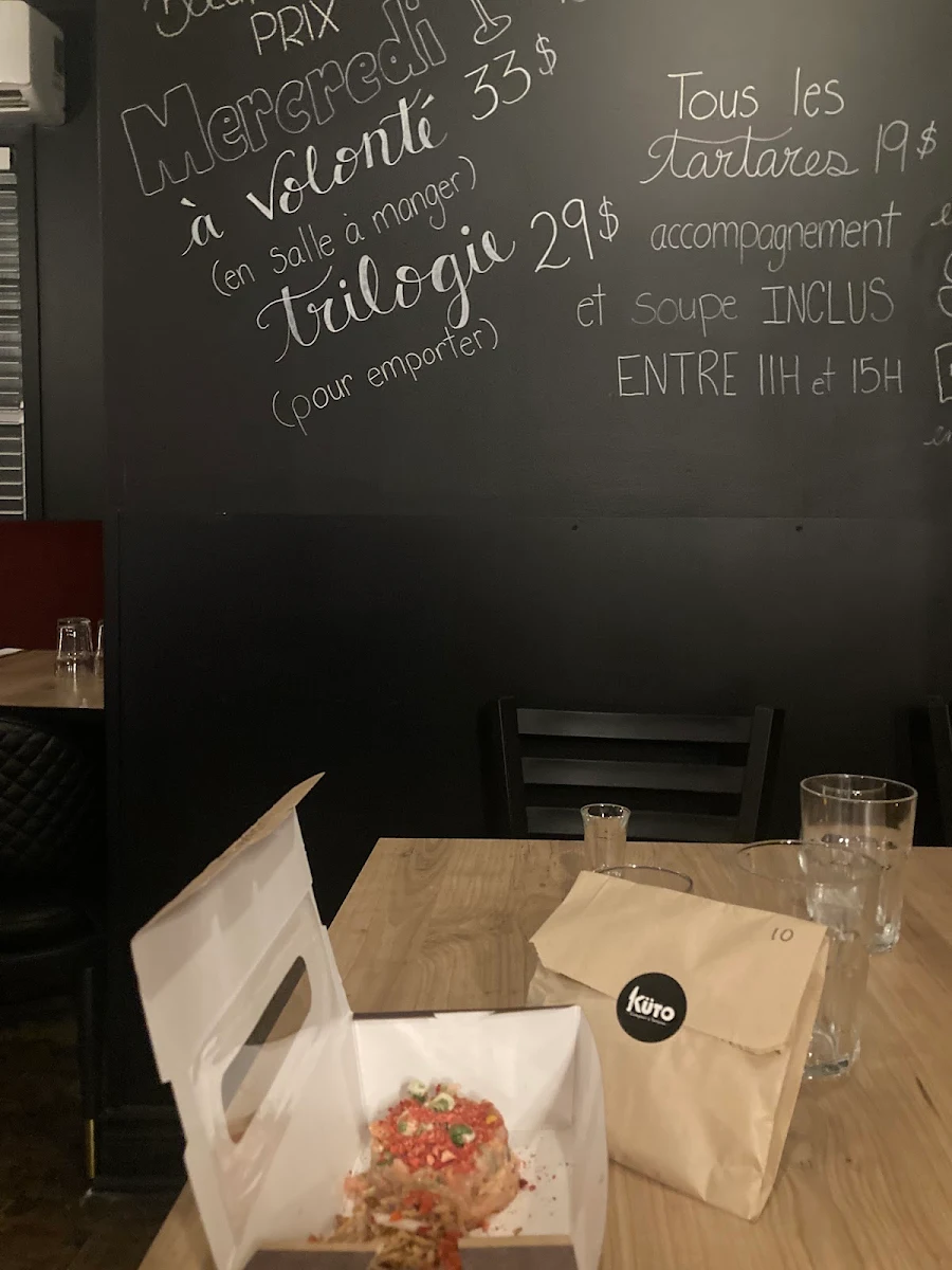 Menu, Küto - Comptoir à Tartares Beloeil